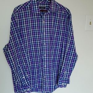 Men's button-down pattern dress shirt L